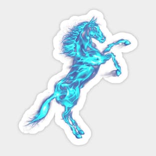 Flaming Blue Ice Fire Horse Sticker